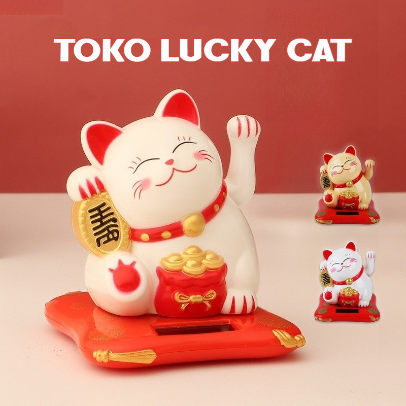 Lucky Cat Kucing Patung Kucing Hoki Bergerak Mobil 2.5in Dashboard Solar Hiasan Dashboard Mobil Lucu