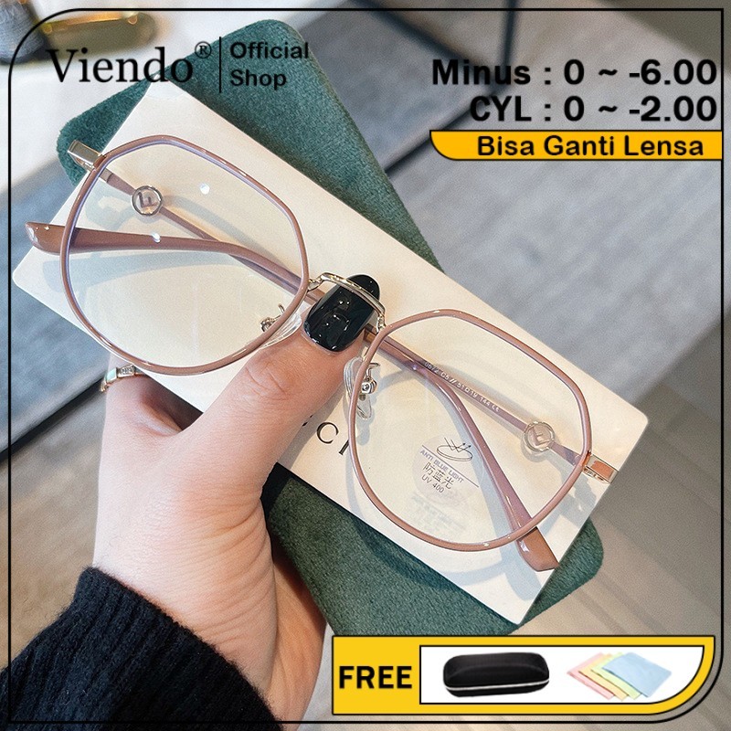 Viendo Kacamata Photocromic Minus Silinder Wanita Pria Anti Radiasi Blueray Kaca Mata Optik Frame