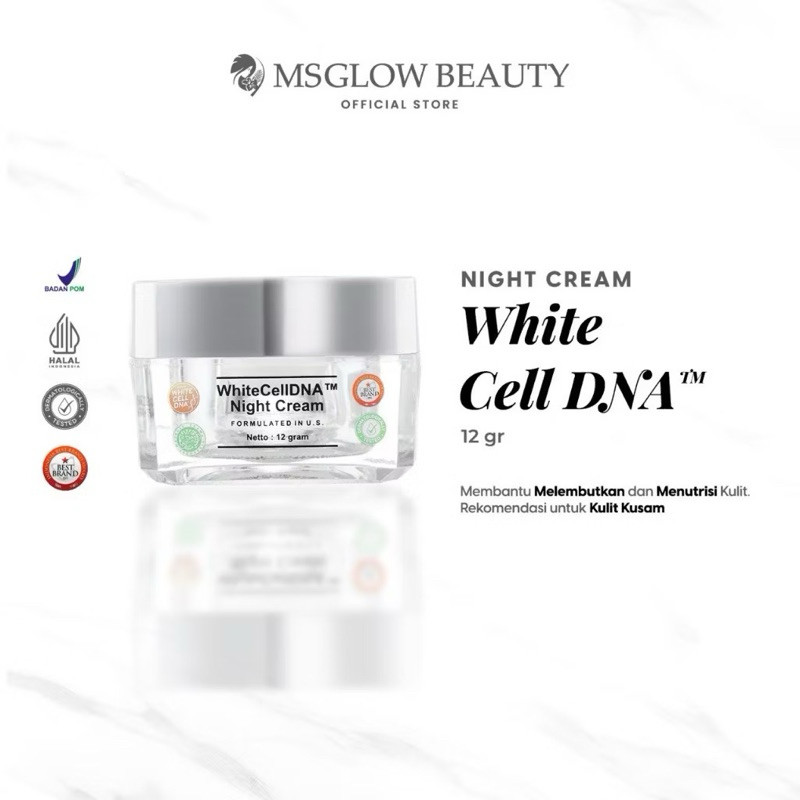 Ms Glow White Cell Dna Night Cream Krim Malam Whitecell Dna