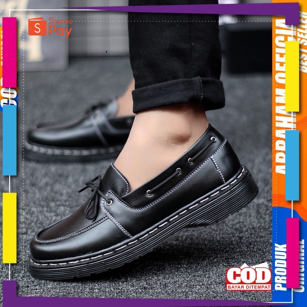 UKURAN SIZE 37 38 39 40 41 42 43 44 45 / Sepatu Loafers Docmart Formal Pantofel Kerja Pria Hitam Abr