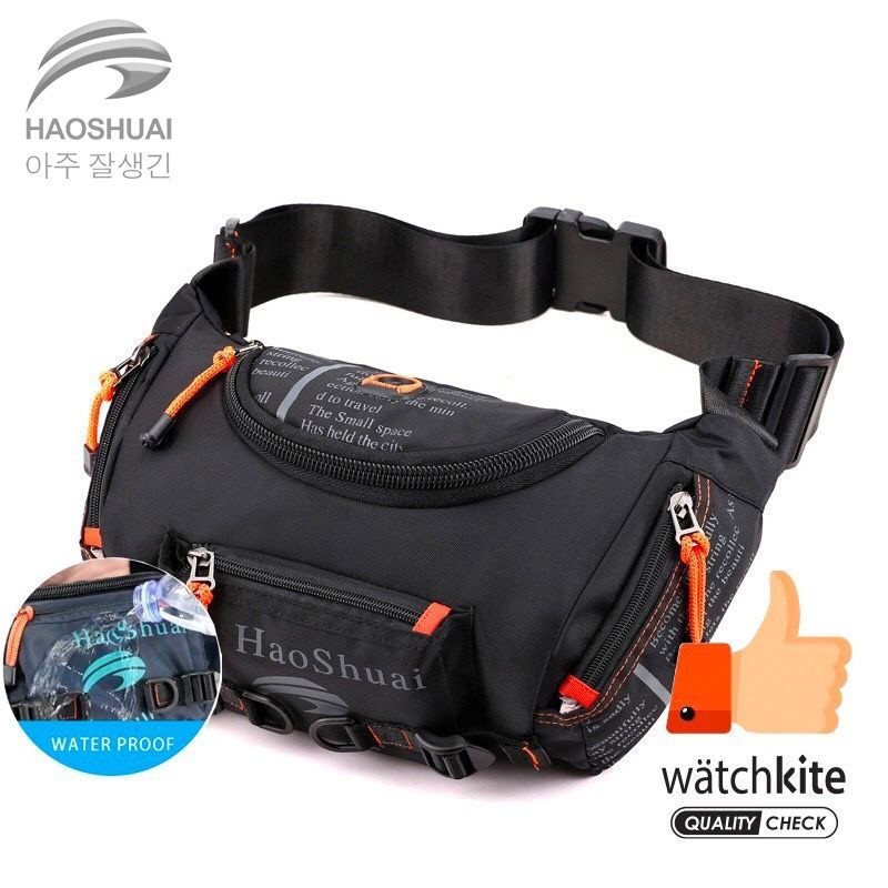 HAOSHUAI 5130 Tas Selempang Pria Waistbag Pria Anti Air