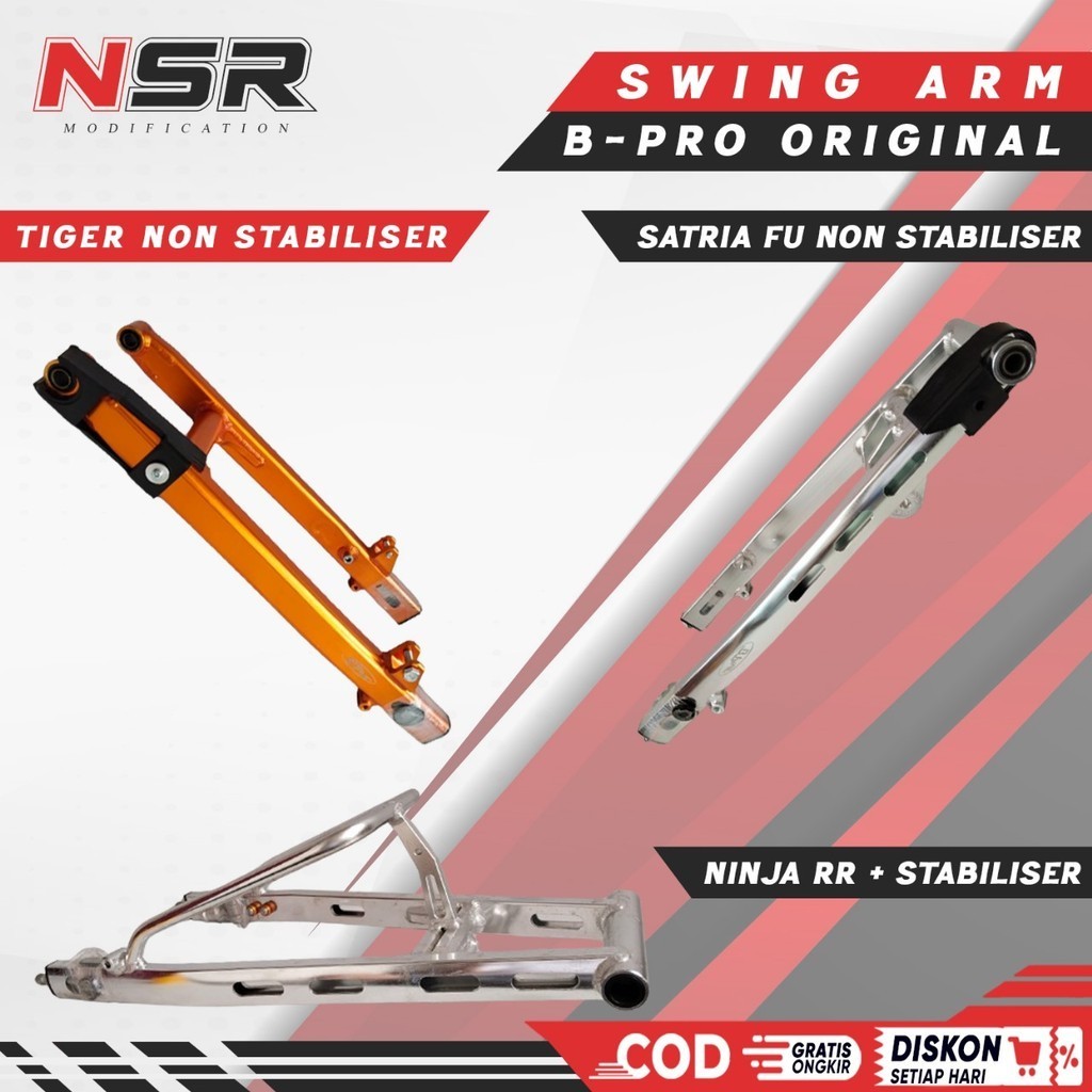 SWING ARM B PRO TIGER NON STABILIZER KOTAK GOLD/ FU BOLONG NON STABILZER SLV/ NINJA RR BOLONG STABIL