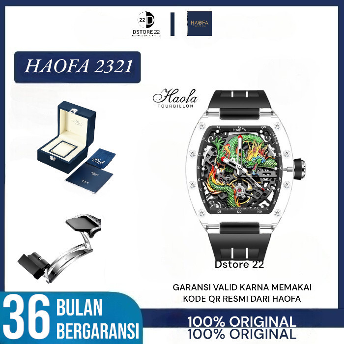 HAOFA 3D DRAGON CRYSTAL AUTOMATIC WATCH 2321 MEN WATCH - White Blue