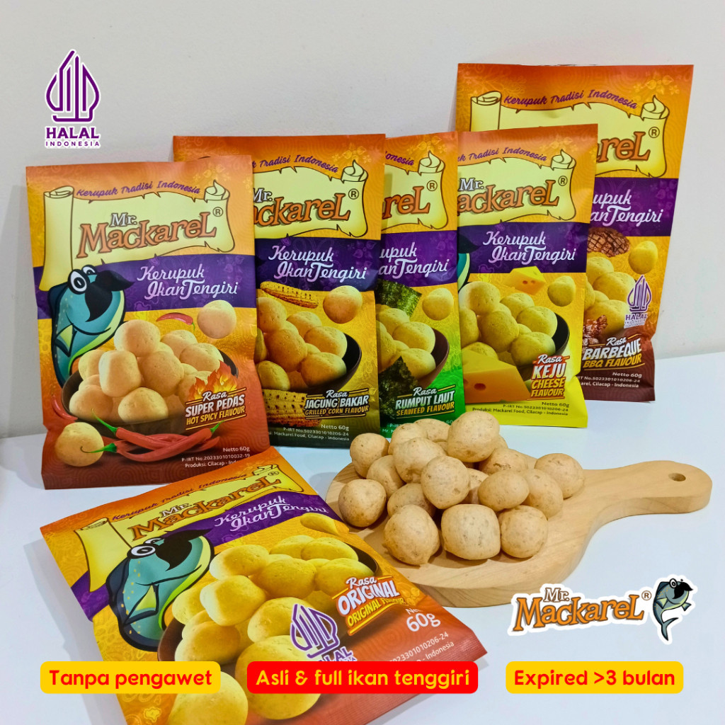 

Paket Mixed 60gr Kerupuk Tenggiri Mr. Mackarel - Kerupuk ikan/Amplang Tengiri Getas Cemilan Kiloan