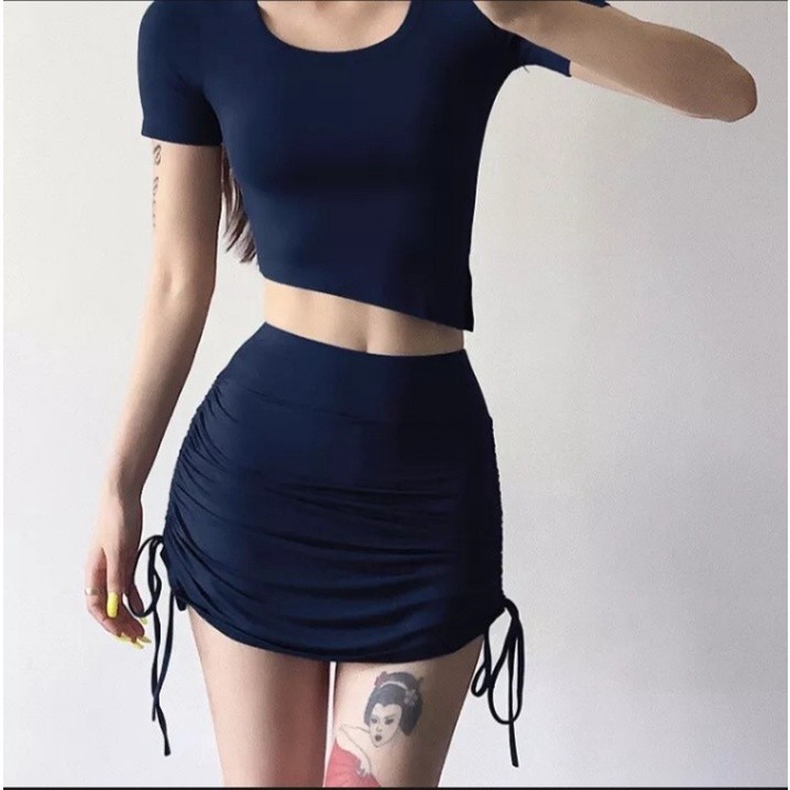 COD DRESS ROK MINI SERUT / ROK BAWAHAN WANITA / ROK MINI TALI SAMPING