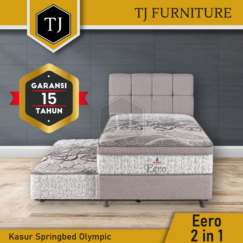 Olympic Springbed Eero 2 in 1 Euro Top / Kasur Spring Bed 2in1 Sorong 120 x 200 cm Full Set Sandaran