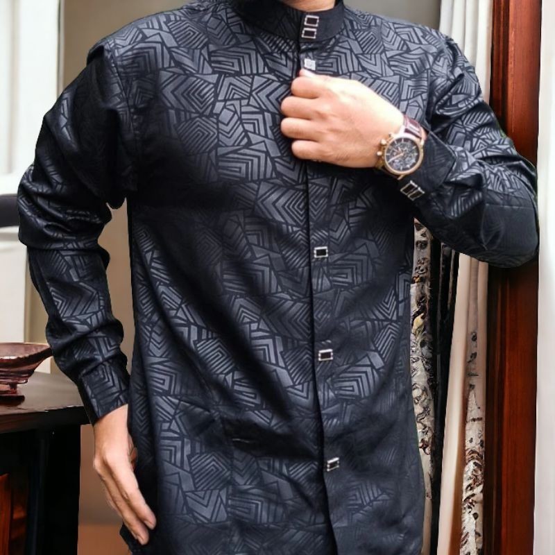Kemeja koko keren kemko Sultan embos Baju muslim Melayu kancing snap Terbaru2024