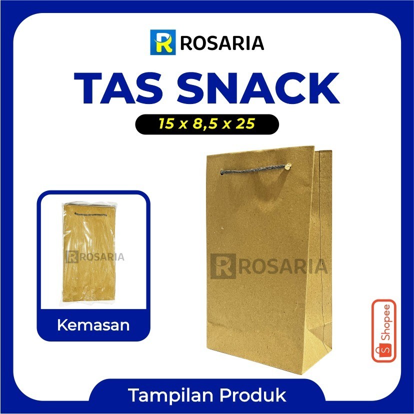 

TAS KERTAS SNACK 15x8,5x25 COKLAT Merk AREMA PaperBag Polos Kraft Souvenir Hajatan Kado Hampers Lusinan Wafer