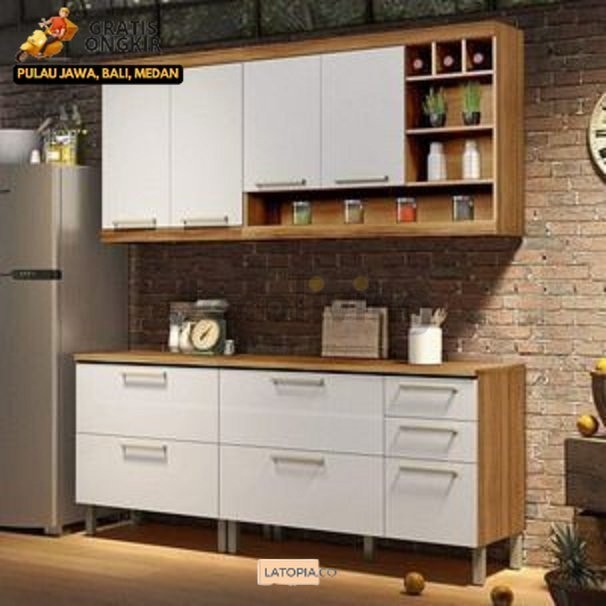 KITCHEN SET ATAS BAWAH PAKET DESAIN APARTEMEN MINIMALIS NON RAKITAN P 150 CM