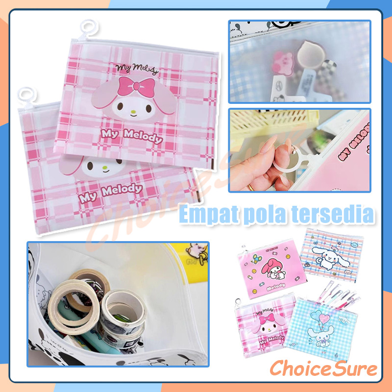 

Zipper stationery bag multifungsi motif sanrio lotso / pouch multifungsi transparan motif sanrio / Tempat pencil dompet Karakter