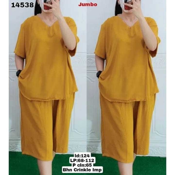 LD 110.120.130CM XL.XXL.XXXL SETELAN ANDIN JUMBO/ONE SET POLOS CRINKLE AIRFLOW/BAJU PIYAMA WANITA