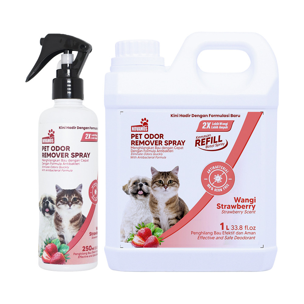 NOVAMOS Paket Odor Remover Strawberry ( Isi 250 ml + Refil 1 L )