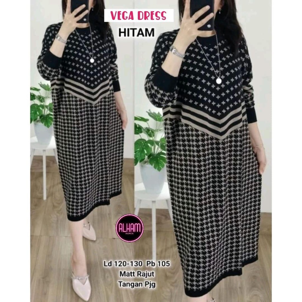 Vega Tunik Rajut Import Jumbo Oversize Motif Premium Stretch