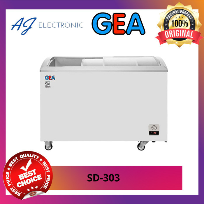 FREEZER BOX GEA SD-303 / SD303 , LEMARI PEMBEKU 300 LITER KACA ATAS