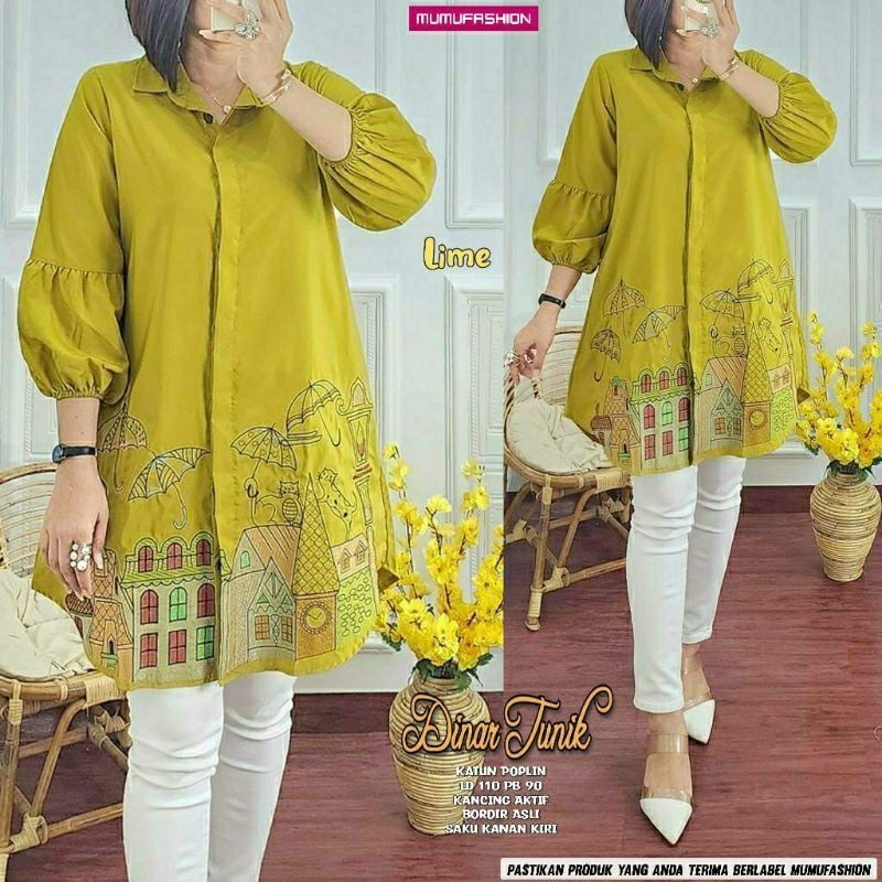 JMY - Tunik Wanita Muslimah Bordir Cantik Shakilla Terlaris DINAR TUNIK by Fashion Hijab Solo