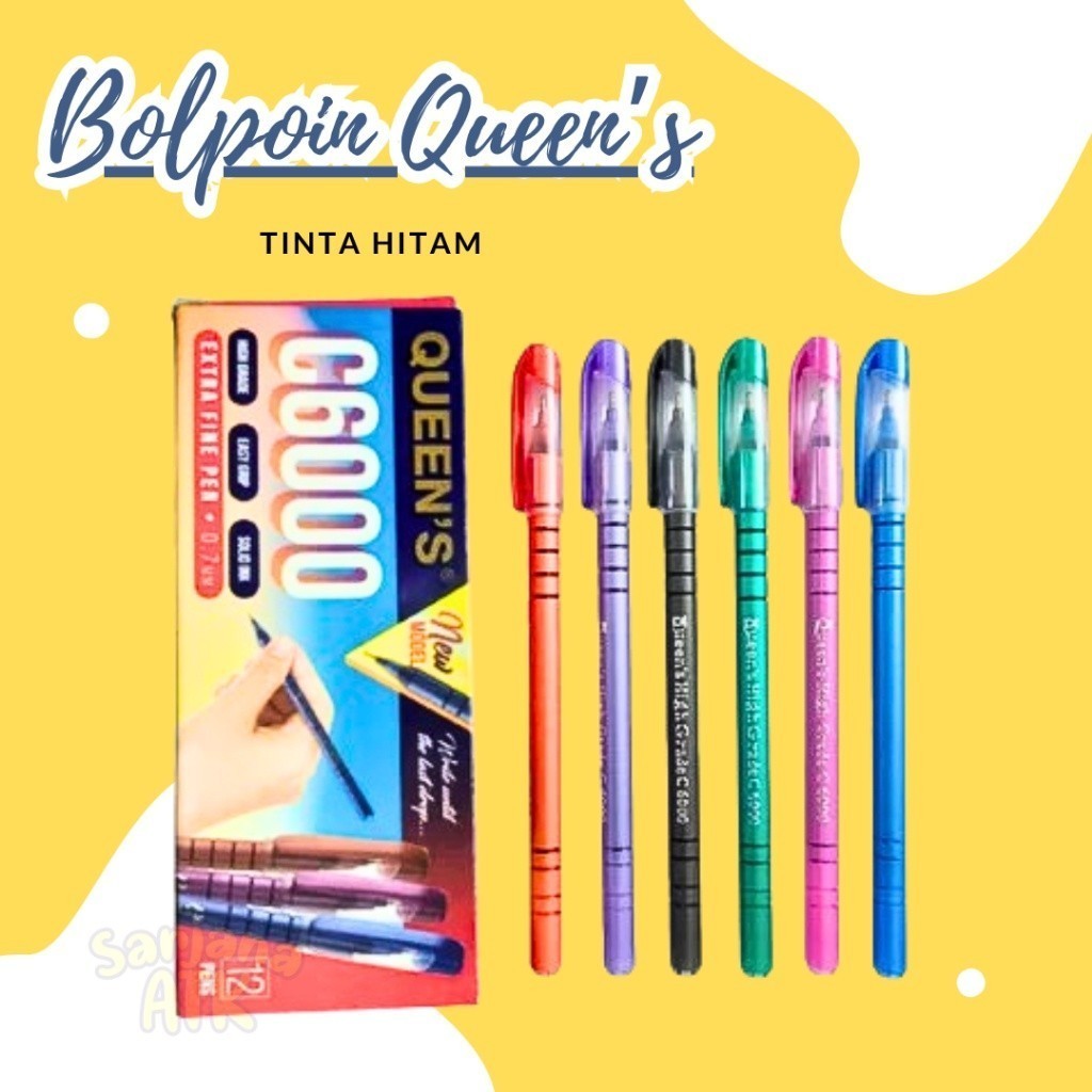 

(1pcs) Pulpen Bolpen Bolpoint Queen's C6000