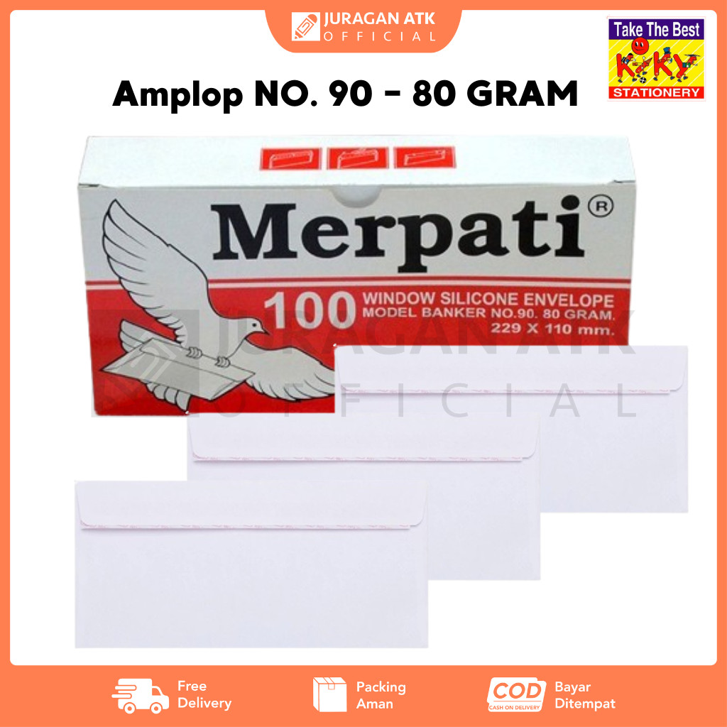 

Amplop Merpati Merah NO. 90 - 80 GRAM Ukr 229 x 110 mm - 1 Pack isi 100 Amplop 62475002
