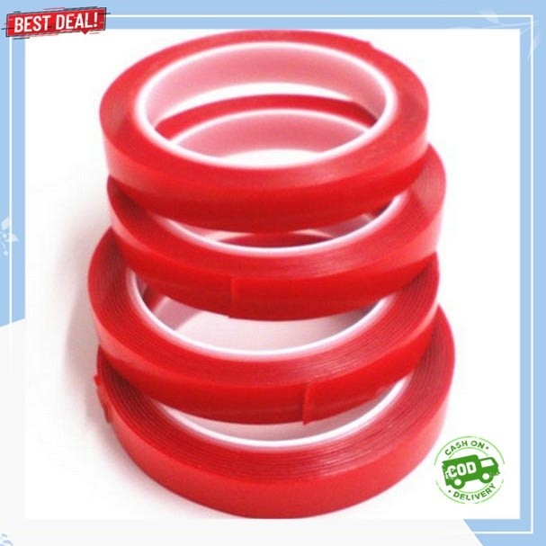 

Double Tape Perekat Bening Serbaguna Acrylic Adhesive Transparan 25 mm x 3 Merah