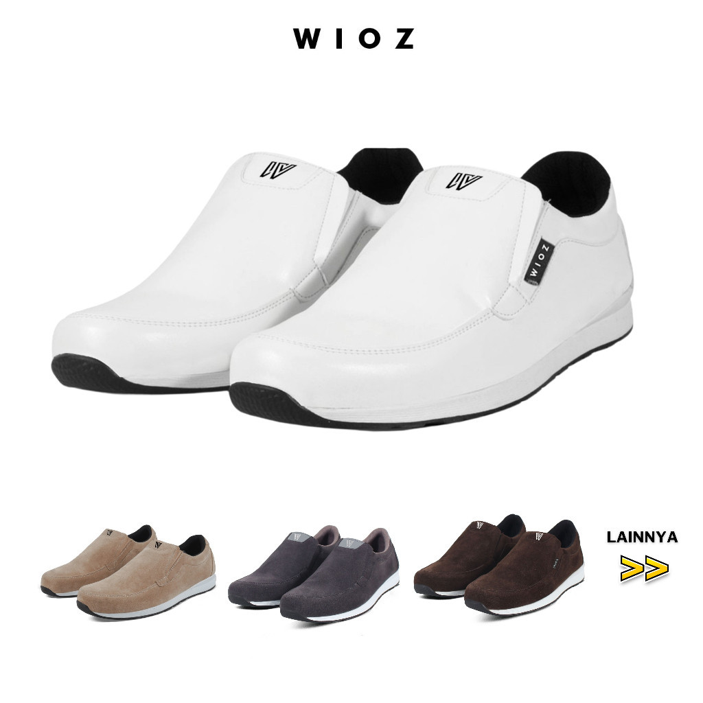 PRODUK TERBARU # Wioz Sepatu Slip On Pria W 61351 Sepatu Casual sneakers tanpa tali warna putih kuli