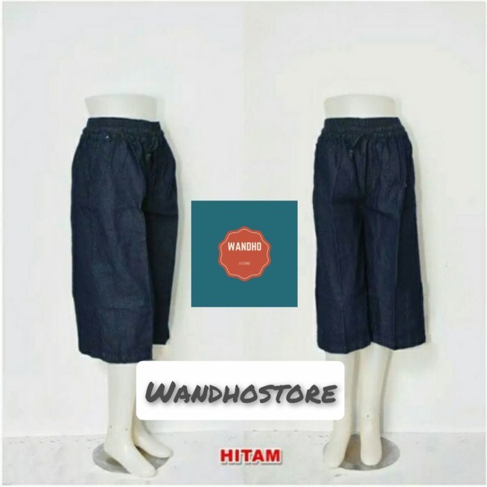 Terlaris ✨ -celana kulot pendek 7/8 jeans wanita celana kulot pendek jeans - navy, standar