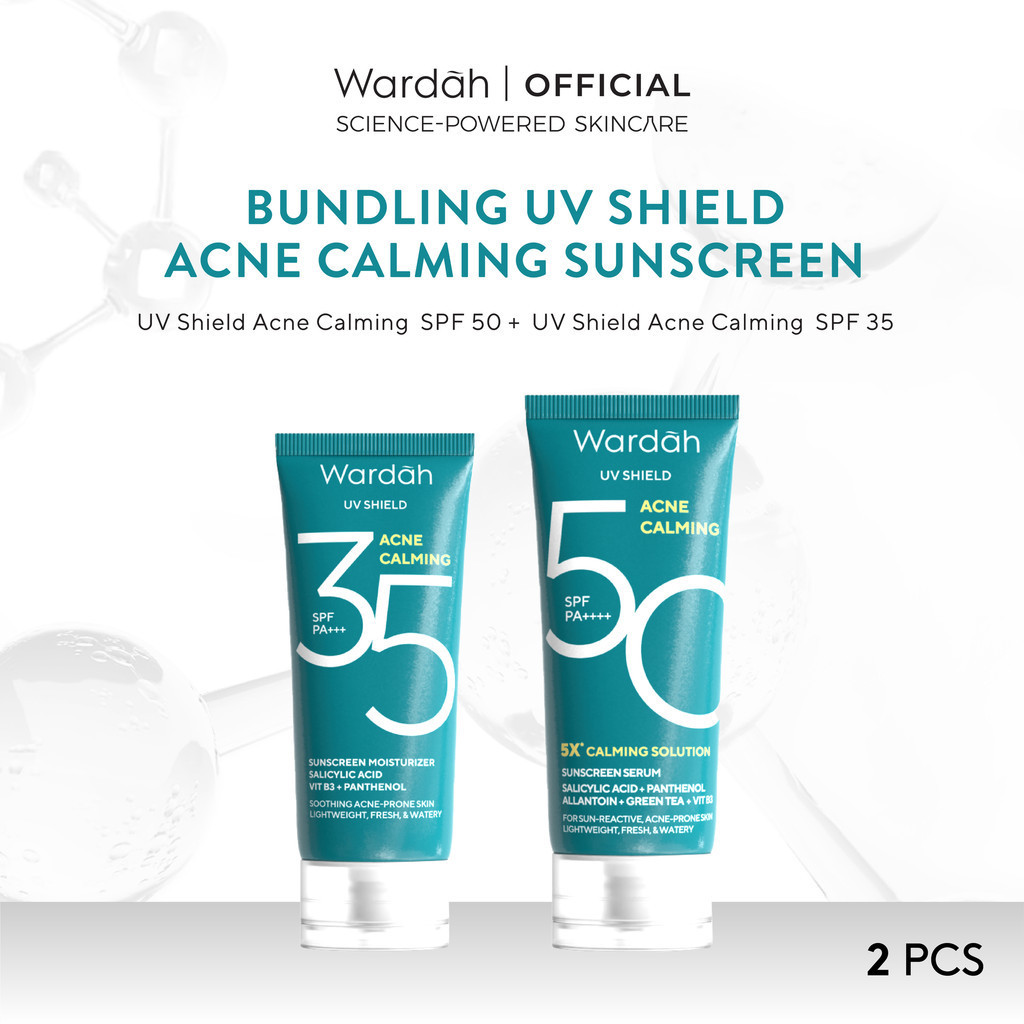 [TWINPACK] WARDAH UV Shield  Acne Calming Sunscreen  SPF 35 & 50 PA++++ - Skincare