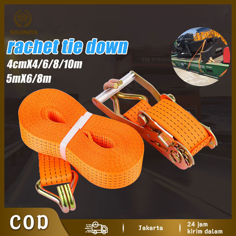 5cmX 6/8 meter/ 4cm x 4/6/8/10 meter Tali pengikat Barang motor/Ratchet tie down 10Ton tali pengikat