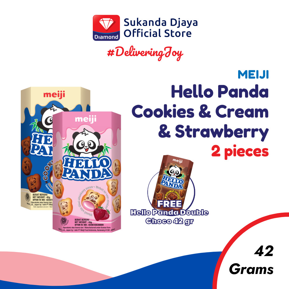 

Meiji Hello Panda Strawberry + Cookie & Cream 42 Gr [Free Double Choco 42 Gr]