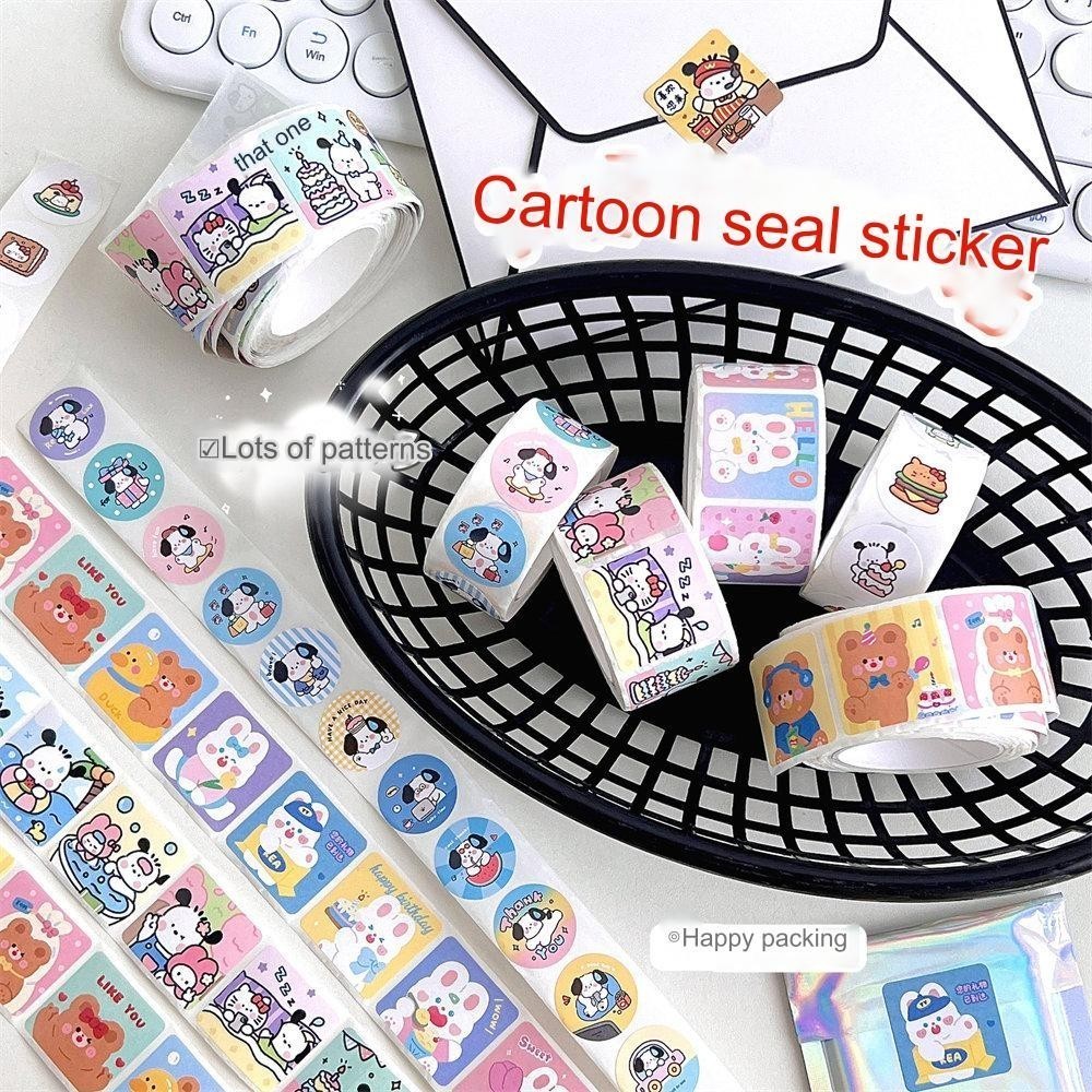 

[GAMGAM] Sticker Roll Sanrio Pochacco Stiker Gulungan Lucu Isi 300 Lembar Motif Cartoon Untuk Tempel di Box Packaging
