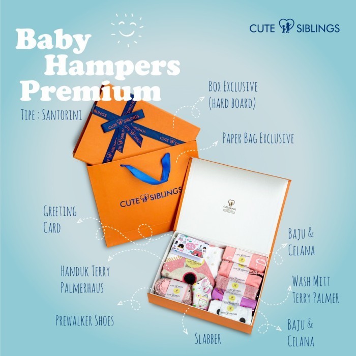 

(NEW) -Baby Hampers / Baby Gifts / Kado Bayi / Kado Lahiran - SANTORINI - Xtra Box, GIRL