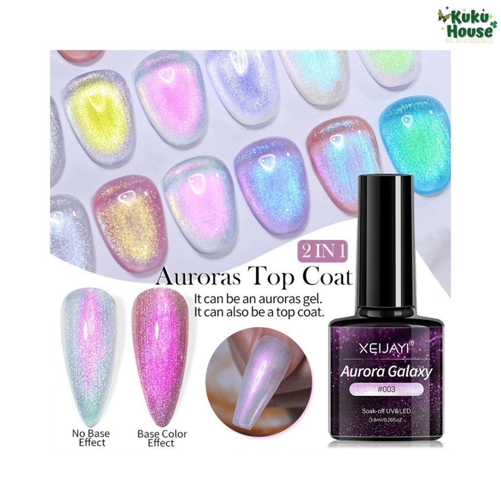 Xeijayi Aurora Galaxy Gel Nail Polish Silver Colorful Sparkling Laser Top Coat tootie
