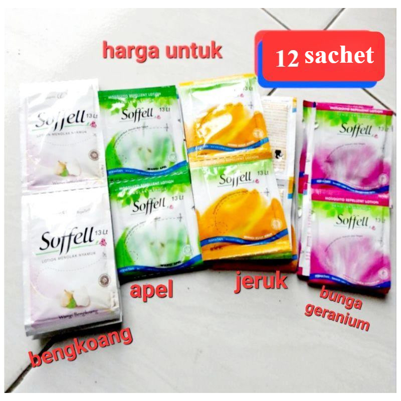 Soffell / Sofel Sachet lotion obat anti nyamuk  12 sachet / renceng