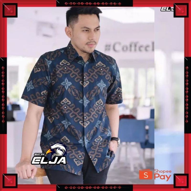 [PREMIUM ORIGINAL] Kemeja Batik Pria Lengan Pendek Modern Baju Seragam Kerja Cowok Hem Laki laki Cow