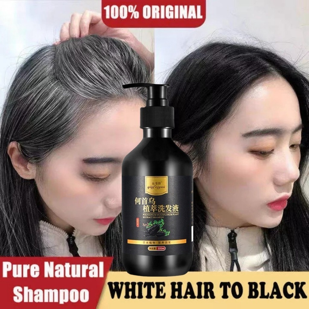 COD Shampoo Black Herbal Natural Polygonum perawatan rambut anti uban penghilang uban permanen di us