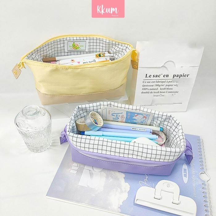 

✨LARIS✨ -Pencil case sekolah lipat cute/ Kotak pensil kapasitas besar sekolah - Blue