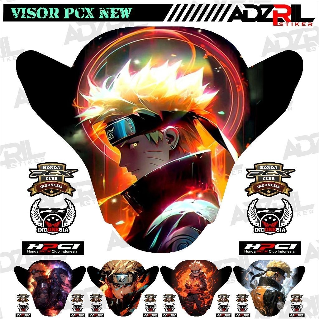 Stiker visor Winshield HONDA PCX 160 new  GAMBAR NARUTO KEREN (019) / stiker  Winshield  gambar SASU