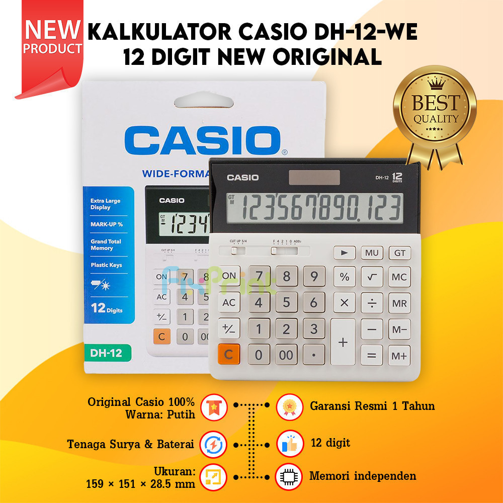 

Calculator Casio DH-12 BK White 12 Digits Kalkulator Dekstop Original