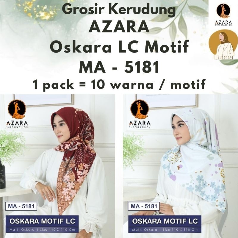 Terlaris ~[MA-5181] ISI 10 PCS Grosir Kerudung Jilbab AZARA OSKARA LC MOTIF Segiempat Polycotton Voa