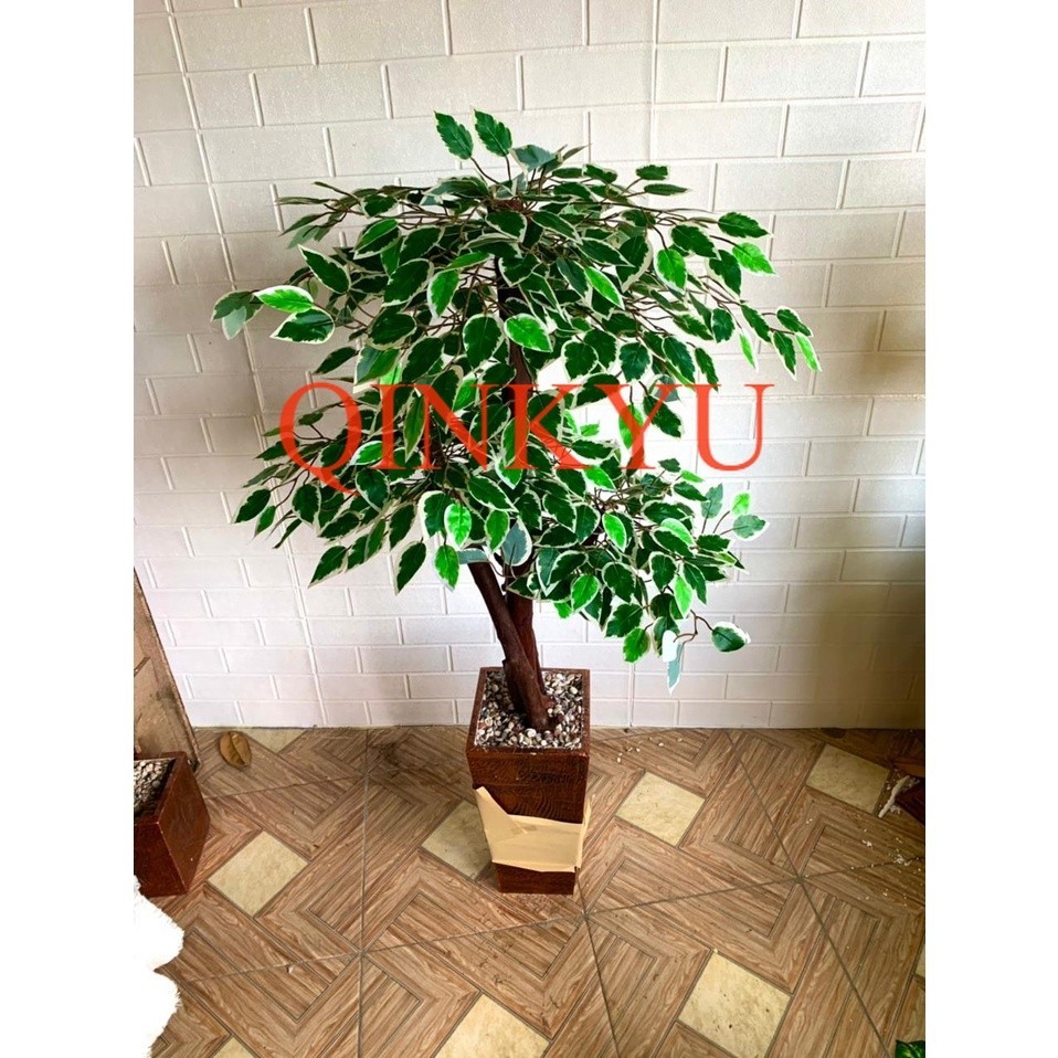 Pohon beringin 120 cm Artificial Pohon Pojok Ruangan Dekorasi Daun Plastik Hiasan dekorasi rumah poh