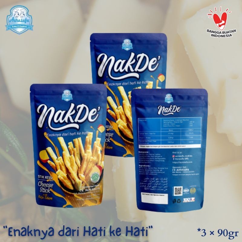 

3pcs Stik Keju 60gr | NakDe Cheese Stick Premium, Stik Keju Edam Original, Cemilan Camilan Sehat Premium