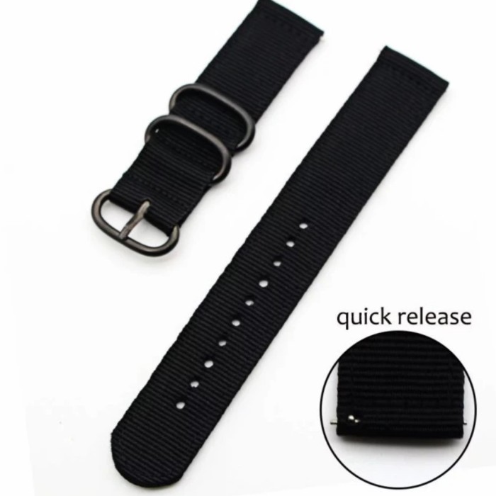 [TERMURAH] Tali Strap Kanvas Samsung Galaxy Watch Active 2 Amazfit GTS 20 mm - Hitam