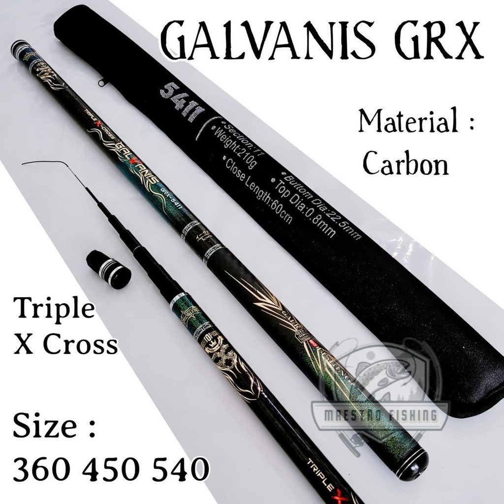 Iguruai Galvanis Grx 450 540 Joran Tegek Ruas Panjang Bahan Carbon Triple X-Cross Joran Pacing Tegeg