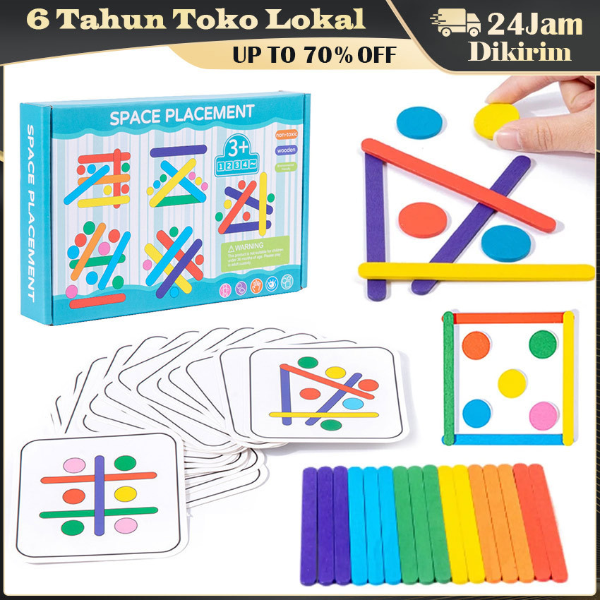 Kids Rainbow Stick Wooden Puzzle / Color Matching Logical Thinking Game / Early Educational Toys