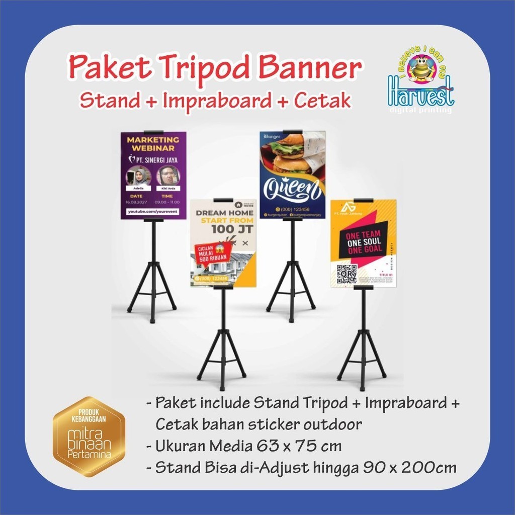 Paket Tripod Banner / Tripod Stand Banner / Tripod Banner 2 Sisi Display