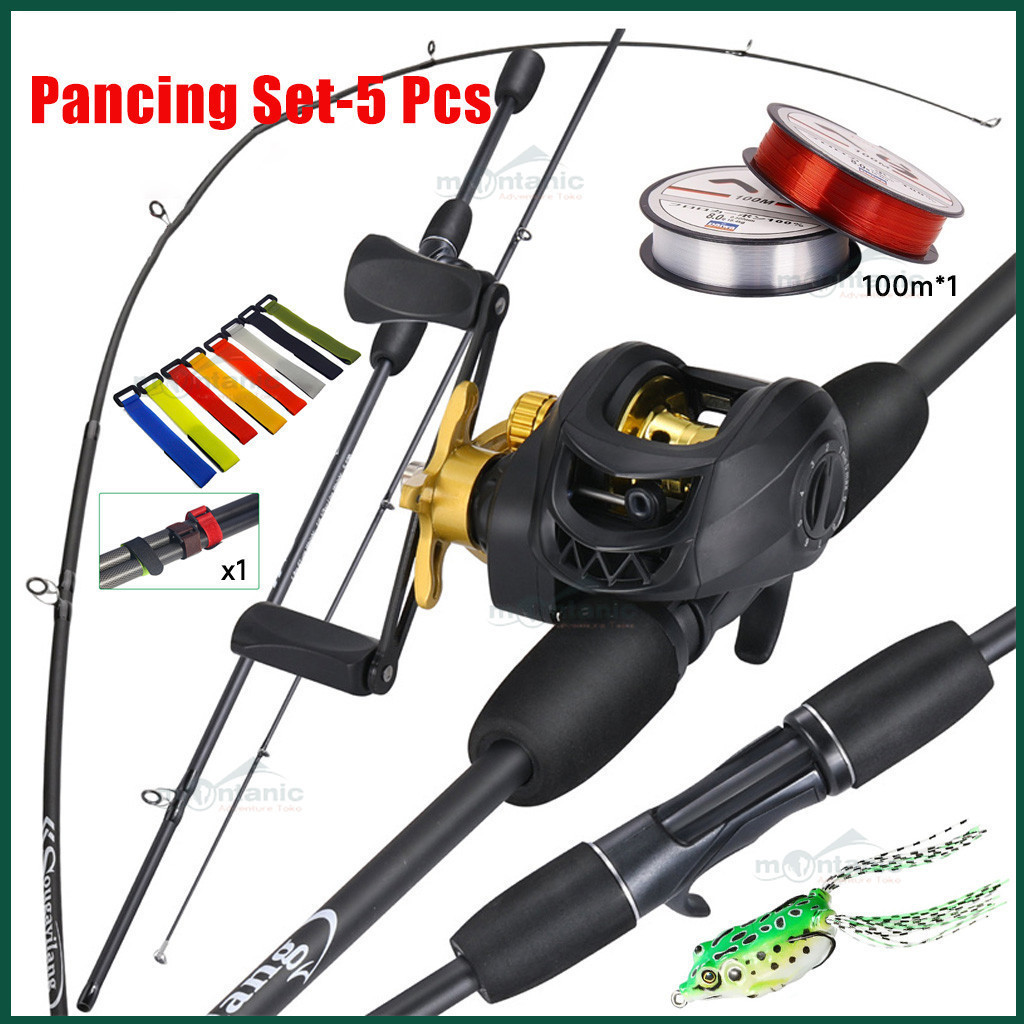 Pancing set 1.8m 5-10lbs joran pancing 7.2：1GR emas biru ungu merah reel pancing 100m PE senar panci