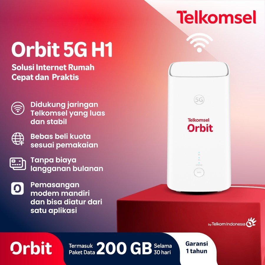 Telkomsel Orbit 5G H1 Modem WiFi 5G High Speed Free Kuota Telkomsel 200GB