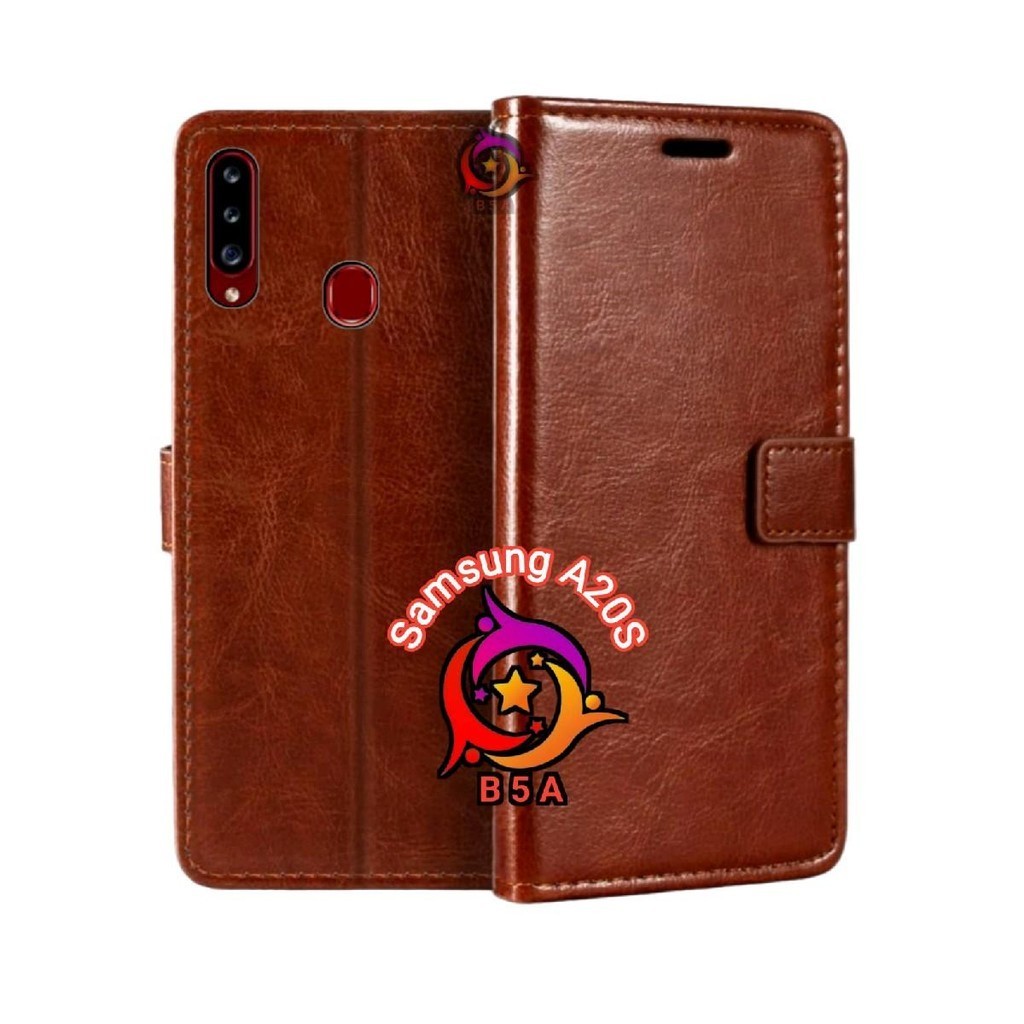 Case SAMSUNG A20S Flip Cover Wallet Leather Casing Dompet Kulit Untuk-SAMSUNG A20S Slot Card Warna H