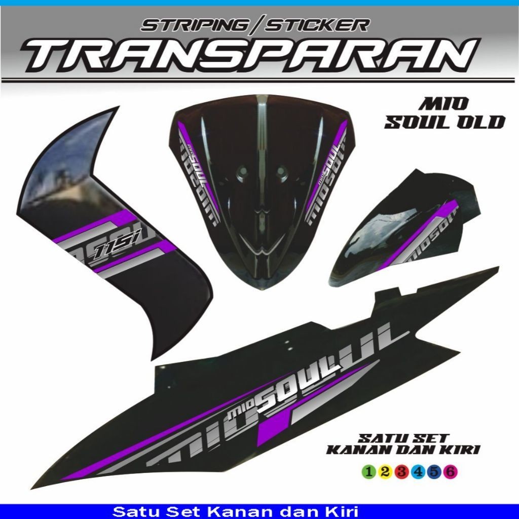 POLET STRIPPING MIO SOUL TRANSPARAN UV CLEAR SIMPEL YAMAHA MIO SOUL KARBU VIETNAM