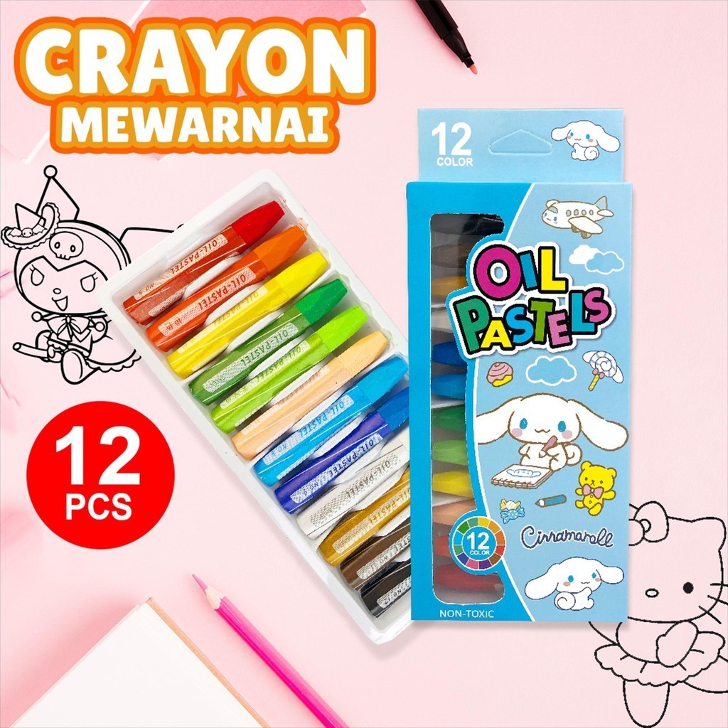 

Crayon Anak Mewarnai Isi 12PCS/Krayon Anak Oils Pastels Karakter Sanri 6609
