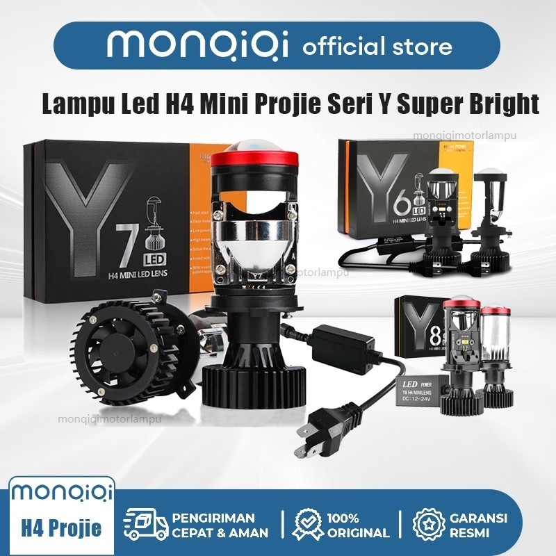 Lampu Running Projie Rem Mata Stop Led Mobil Mini Projie Seri Y6/Y7/Y8/Y11/Y13/Y14/Y15 H4 Mobil Supe