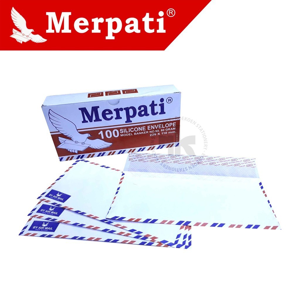 

Merpati Silicone Amplop Putih 90 Airmail 229 x 110mm Dengan Perekat (Dos Merah)